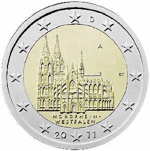 Moneda 2 euros Alemania 2011 Bunderländer Nord Westfalen 1 ceca
