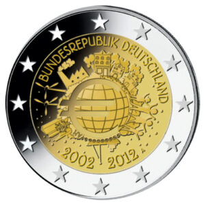 Moneda 2 euros Alemania 2012 X Aniv. del Euro 1 ceca