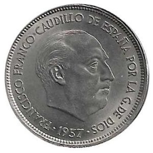 Moneda 025  pesetas 1957 *59. S/C-