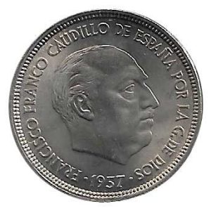 Moneda 025  pesetas 1957 *65.SC