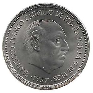 Moneda 025  pesetas 1957 *67. S/C-