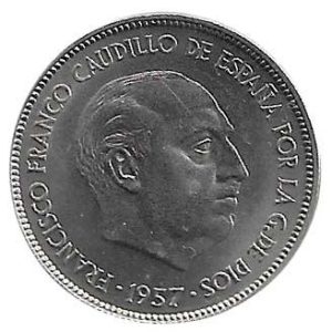Moneda 025  pesetas 1957 *71.SC