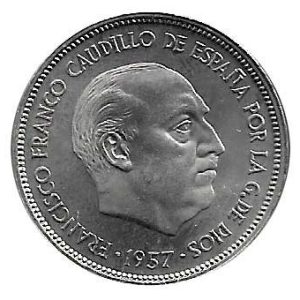 Moneda 025  pesetas 1957 *72. S/C