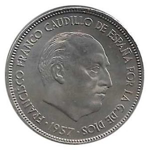 Moneda 025  pesetas 1957 *74. S/C