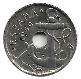 Moneda 0,50 céntimos peseta 1949*54.EBC