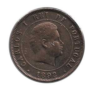 Moneda Portugal  020 reis 1891 Carlos I . MBC
