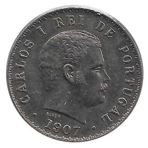 Moneda Portugal  500 reis 1907 Carlos I . EBC