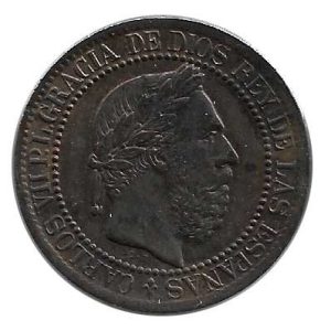 Moneda 1875. Carlos VII 10 Centimos Peseta 1875. EBC