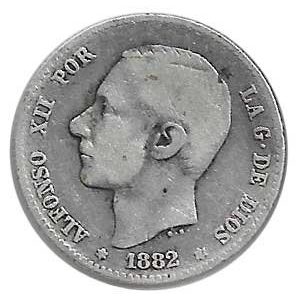 Moneda Alfonso XII 01 Peseta 1882 *–.82.BC