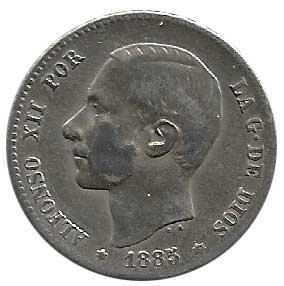 Moneda Alfonso XII 01 Peseta 1885 *–.86 (MSM).MBC-