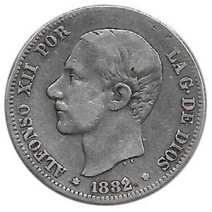Moneda Alfonso XII 02 Pesetas 1882 *18.82 (MSM).MBC