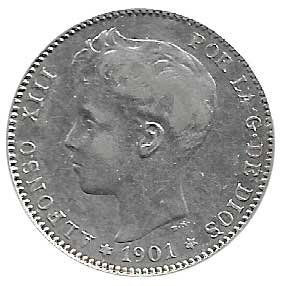 Moneda Alfonso XIII 01 Pesetas 1901 *19.01 (SMV).MBC+
