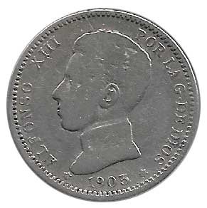 Moneda Alfonso XIII 01 Pesetas 1905 *19.– (SMV).MBC-