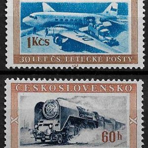 Serie de sellos Checoslovaquia ferrocarriles Nº 0746-7 (**)