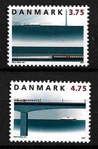 Serie de sellos Dinamarca ferrocarriles Nº 1153-4 (**)