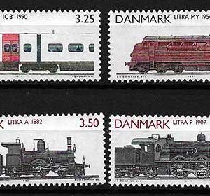 Serie de sellos Dinamarca ferrocarriles Nº 0999-02 (sg)