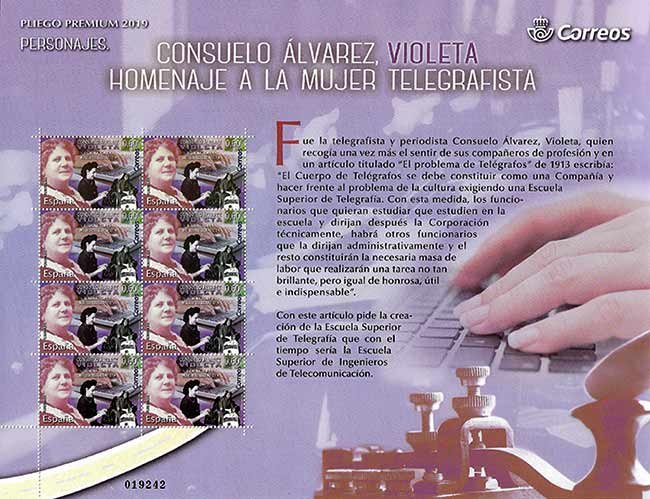 PLIEGO PREMIUM 074 Consuelo Álvarez "Violeta". Telegrafista