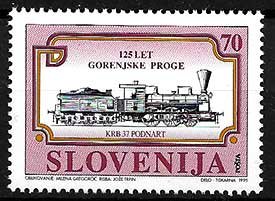 Serie de sellos Eslovenia ferrocarriles Nº 0111 (**)