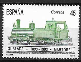 Serie de sellos España ferrocarriles Nº 3265 (**)