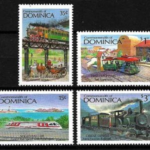 Serie de sellos Dominica ferrocarriles Nº 0969-73 (**)