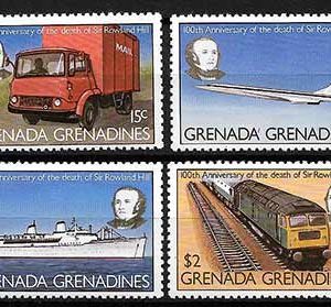 Serie de sellos Grenada Grenadines ferrocarriles Nº 0293-96 (**)