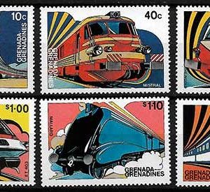 Serie de sellos Grenada Grenadines ferrocarriles Nº 0455-60 (**)