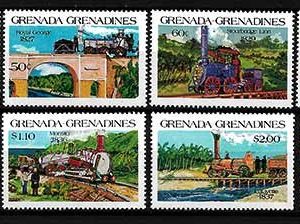 Serie de sellos Grenada Grenadines ferrocarriles Nº 0547-54 (**)