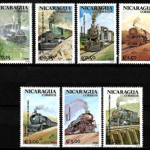 Serie de sellos Nicaragua ferrocarriles Nº 1590-96 (**)