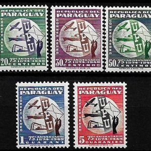 Serie de sellos Paraguay ferrocarriles Nº 0171-5 (**)