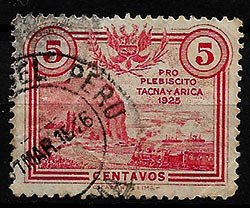 Serie de sellos Perú (Tacna y Arica) ferrocarriles Nº 0221 (o)
