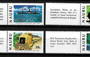 Serie de sellos Nauru ferrocarriles Nº 0251-4 (**)