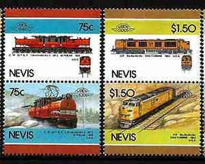 Serie de sellos Nevis ferrocarriles Nº 0353-60 (**)