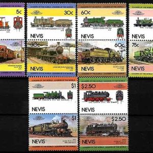 Serie de sellos Nevis ferrocarriles Nº 0299-310 (**)