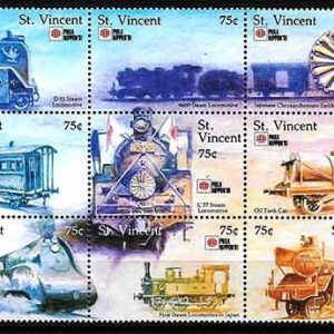 Serie de sellos San Vicente ferrocarriles Nº 1264-72 (**)