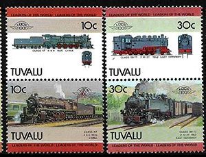 Serie de sellos Tuvalu ferrocarriles Nº 0299-06 (**)