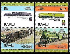 Serie de sellos Tuvalu ferrocarriles Nº 0223-30 (**)