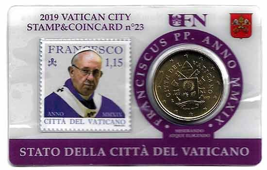 Moneda 50 centimos euro Vaticano 2019. Sello Papa Francisco Nº23