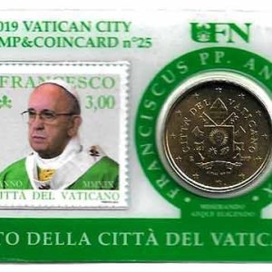 Moneda 50 centimos euro Vaticano 2019. Sello Papa Francisco Nº25