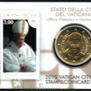 Moneda 50 centimos euro Vaticano 2015. Sello Papa Francisco Nº9