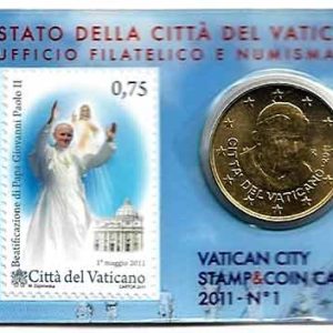 Moneda 50 centimos euro Vaticano 2011. Sello Papa Juan Pablo II