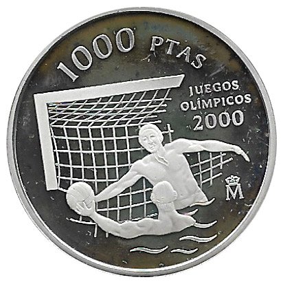 Año 1999. MONEDA PLATA 1000 ptas PROOF. JJOO 2000 Waterpolo