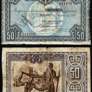 Billete Banco de España – Bilbao 0050 pesetas 1937 MBC-