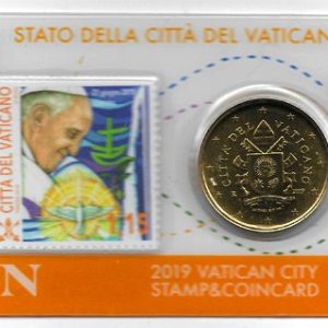 Moneda 50 centimos euro Vaticano 2019. Sello Papa Francisco Nº27