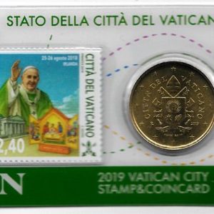 Moneda 50 centimos euro Vaticano 2019. Sello Papa Francisco Nº28