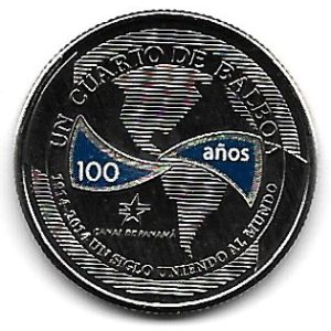 Moneda Panama 001/4 Balboa 2016 S/C. 100 Años del Canal