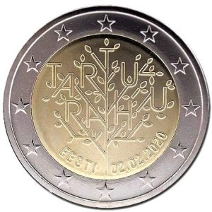 Moneda 2 euros de Estonia 2020 Tratado Paz Tartu