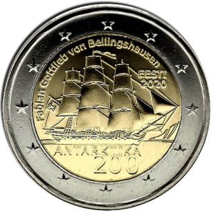 Moneda 2 euros de Estonia 2020 Antártida