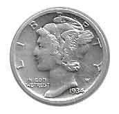 Moneda de EE.UU. 001 dime de 1944. MBC