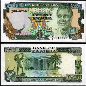 Billete Zambia 0020 Kwacha S/C. 1989/91 Firma 9