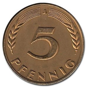 Moneda Alemania 00005 pfennig. 1977 (J). MBC